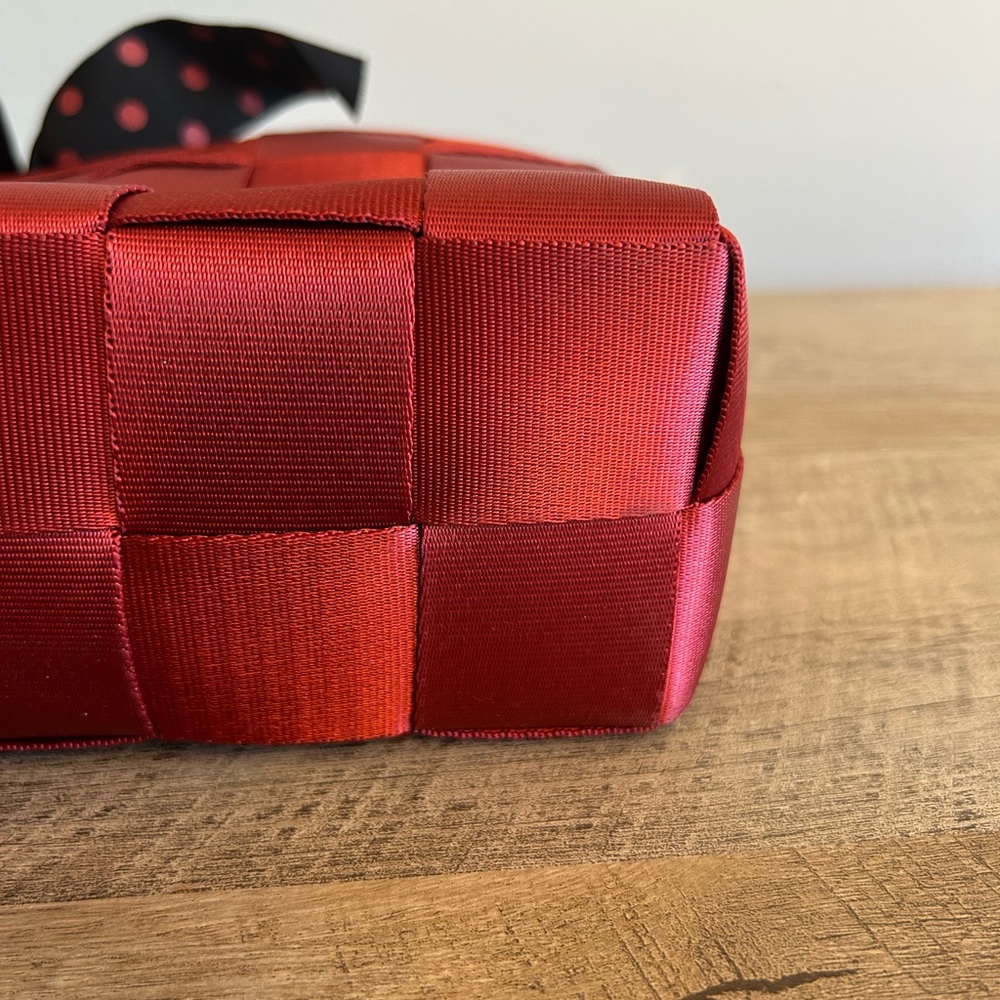 Vintage Unbranded Red Seatbelt Y2K Mini Hand Bag Mini Tote Bow Polka Dot - Picture 7 of 15